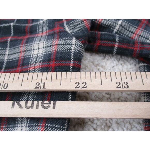 R13 Drop Neck Work Shirt Women Small S Gray Red Flannel Zip Back Button Up Italy - Picture 9 of 12